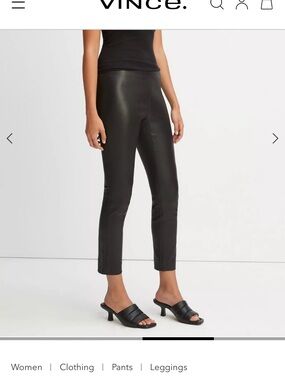 Vince Black Leather Slim Ankle Pants